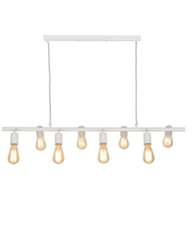 Suspension 8 lumières métal blanc L105cm