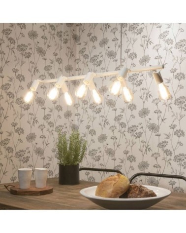 Suspension 8 lumières métal blanc L105cm