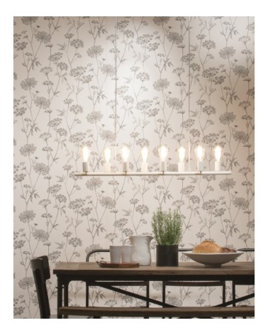 Suspension 8 lumières métal blanc L105cm