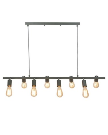 Suspension 8 lumières métal noir L105cm