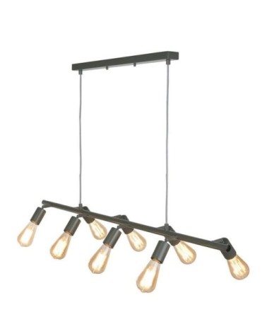 Suspension 8 lumières métal noir L105cm