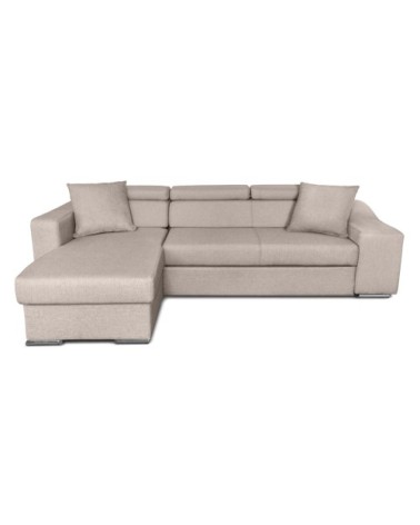 Canapé d'angle convertible en tissu - beige