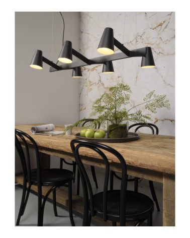 Suspension noire 6 lampes
