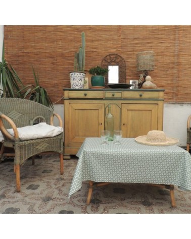 Nappe en coton enduit verte rectangle 160 x 300 cm