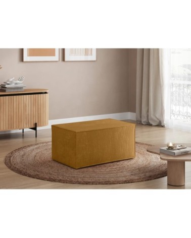 Pouf en velours côtelé - jaune