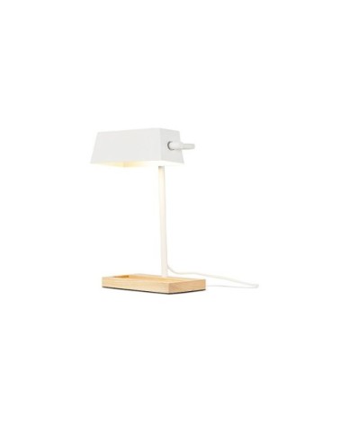 Lampe de bureau bois/métal blanc H40cm