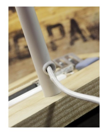 Lampe de bureau bois/métal blanc H40cm