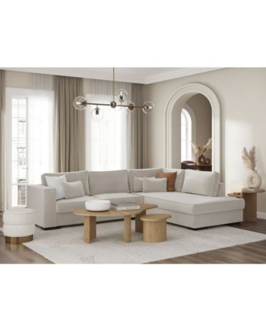 Canapé d'angle xxl 6 places en tissu - beige - angle droit