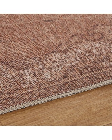 Tapis vintage rouge brique effet vieilli 190x290