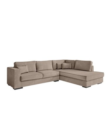 Canapé d'angle xxl 6 places en velours côtelé - angle droit - taupe