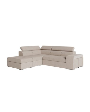 Canapé d'angle convertible en tissu - beige - angle gauche
