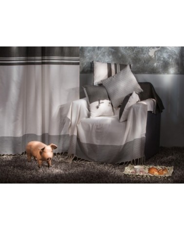 Housse de coussin en coton à rayures noir et blanc 60 x 60