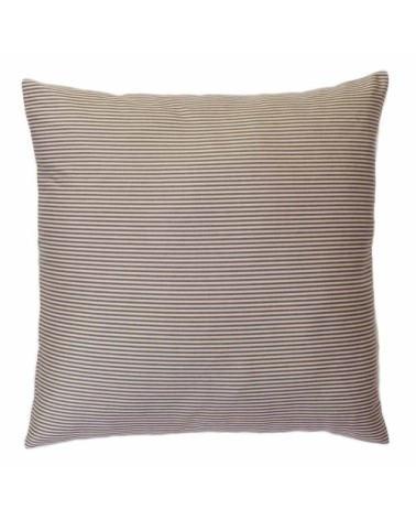 Housse de coussin en coton à rayures écru et taupe 60 x 60