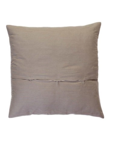 Housse de coussin en coton à rayures écru et taupe 60 x 60