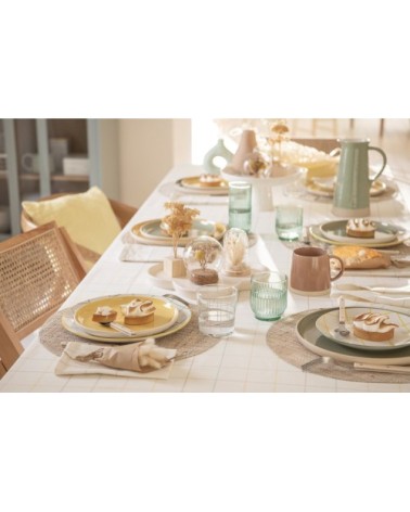 Assiette à dessert en porcelaine motifs à carreaux jaunes