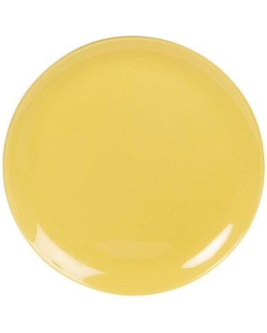 Assiette plate en verre jaune