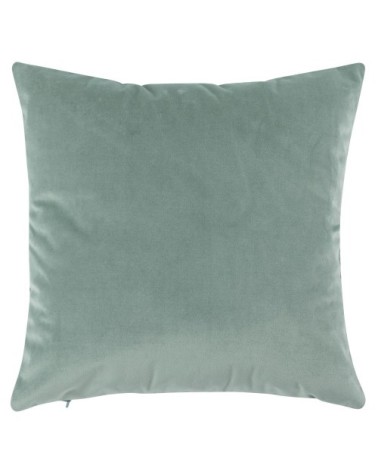 Housse de coussin en velours motif tropical embossé bleu et vert 40x40