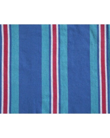 Hamac double en toile rayé bleu et rouge