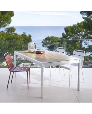 Table de jardin extensible en aluminium imitation teck 8 personnes à 12 personnes