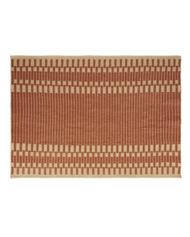 Tapis en polyester recyclé motifs graphiques terracotta et écrus 140X200