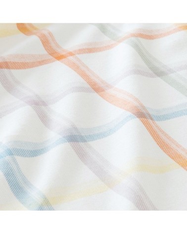 Nappe en coton biologique tissé motifs à carreaux multicolores 140x250