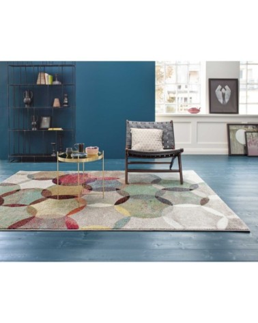 Tapis motif cercle vintage tons chauds 170x120