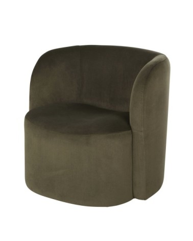 Fauteuil en velours vert kaki