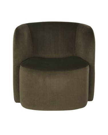 Fauteuil en velours vert kaki