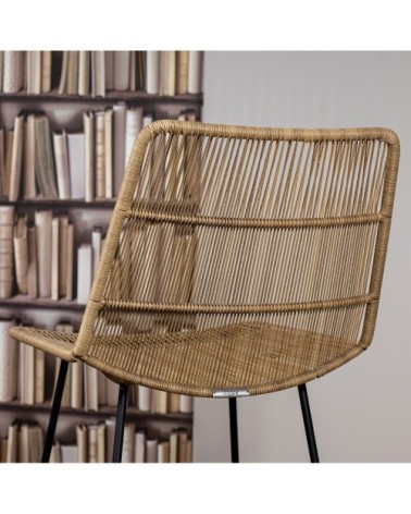 Chaise de bar d'extérieur tressée en polypropylène et métal naturel