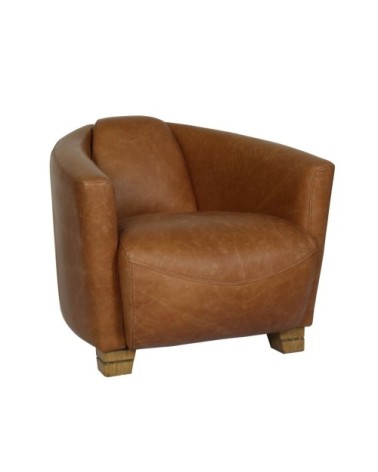 Fauteuil en cuir de vache noisette