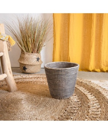 Corbeille à papier en jonc de mer