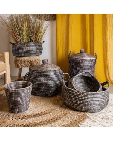 Corbeille à papier en jonc de mer