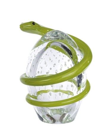 Statuette serpent et oeuf en verre soufflé H17