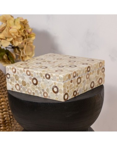 Boîte à couvercle en bois et nacre laquée petit modèle