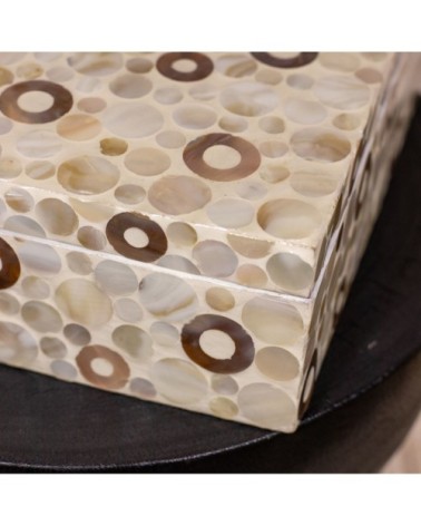 Boîte à couvercle en bois et nacre laquée petit modèle