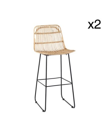 Lot de 2 chaises de bar en rotin