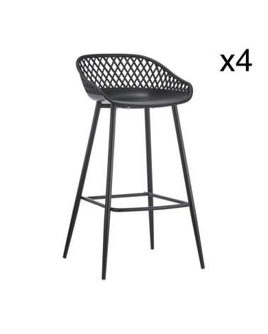 Lot de 4 chaises de bar noires