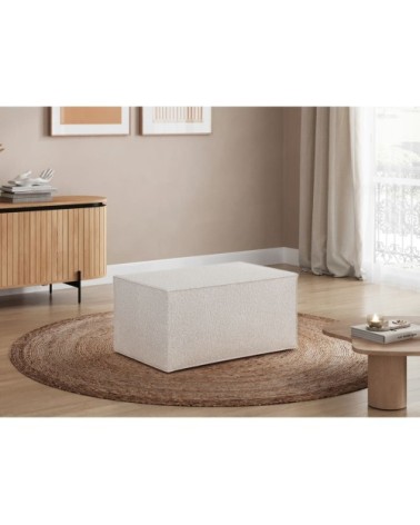 Pouf en tissu bouclette - blanc