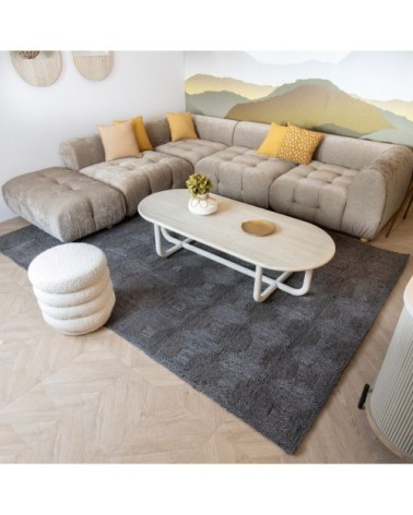 Tapis noir en jute tissage elipse 200x300