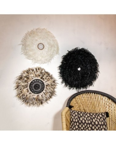 Décoration en plumes de coq et coquillages D50