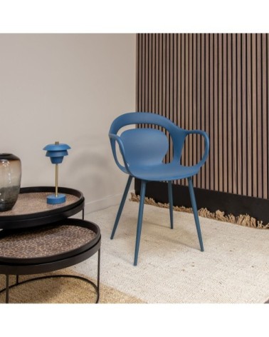 Lot de 4 fauteuils de table bleu cobalt