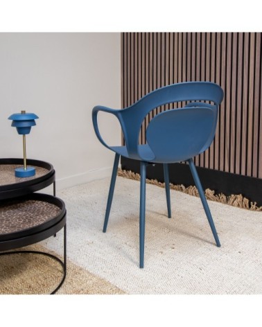 Lot de 4 fauteuils de table bleu cobalt