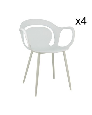 Lot de 4 fauteuils de table blanc mat