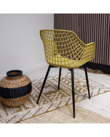 Lot de 4 fauteuils de table jaune