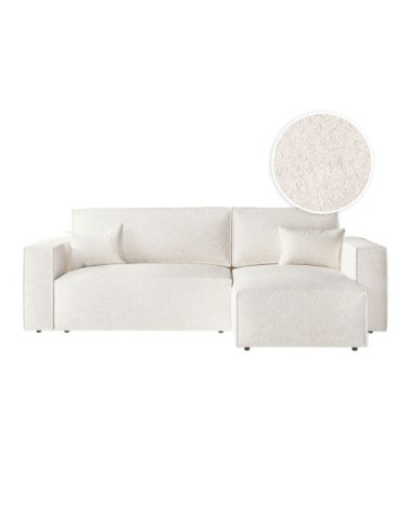 Canapé d'angle convertible réversible en tissu bouclette - blanc