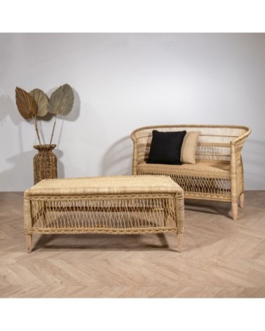 Table en rotin naturel tressé 100x40cm