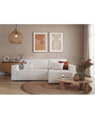 Canapé d'angle convertible réversible en tissu bouclette - blanc