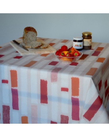Nappe enduite rouge ovale 160 x 240 cm