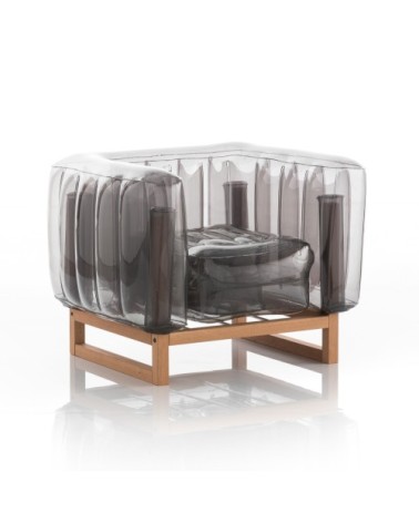 Fauteuil tpu noir cristal cadre en bois