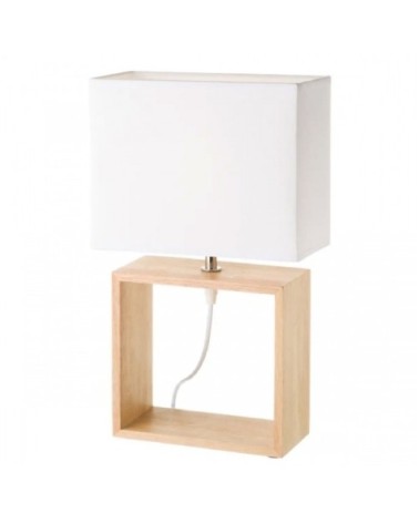 Lampe à Poser Rectangulaire Bois Abat-jour Blanc - Hauteur 41cm